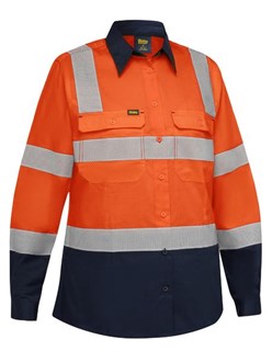 BISLEY WOMENS TAPED BIOMOTION HI VIS COOL LIGHTWEIGHTED VENTED SHIRT